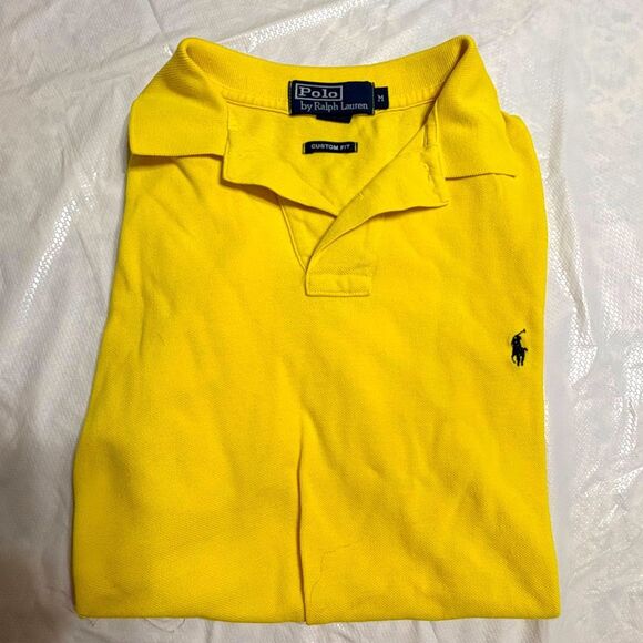 Polo Ralph Lauren Men's Bright Yellow Custom Fit Polo Shirt Size Medium - Picture 1 of 8